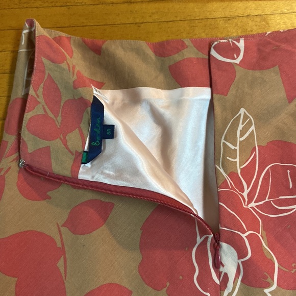 Boden tan/pink/white linen blend floral skirt size US 4 (UK 8) - Picture 5 of 5